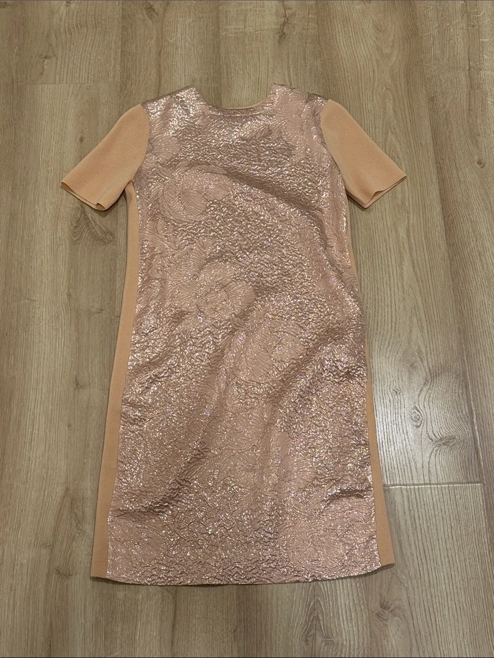Tory Burch Blush Pink Metallic Panel Knit Dress